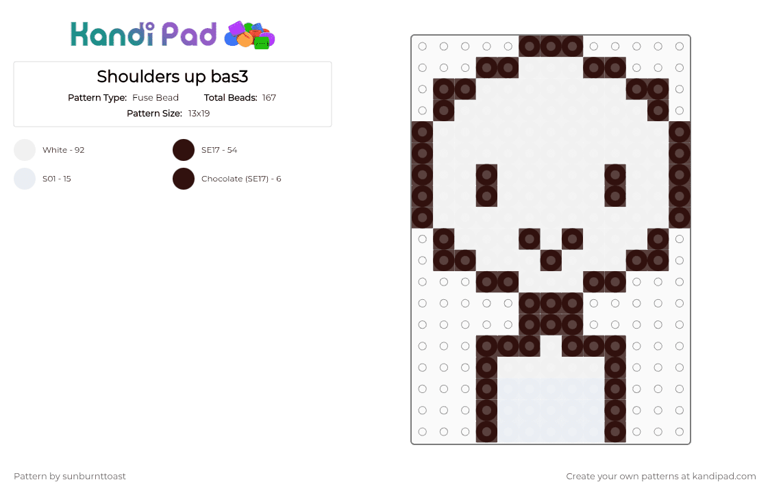 Shoulders up bas3 - Fuse Bead Pattern by sunburnttoast on Kandi Pad - brown, white