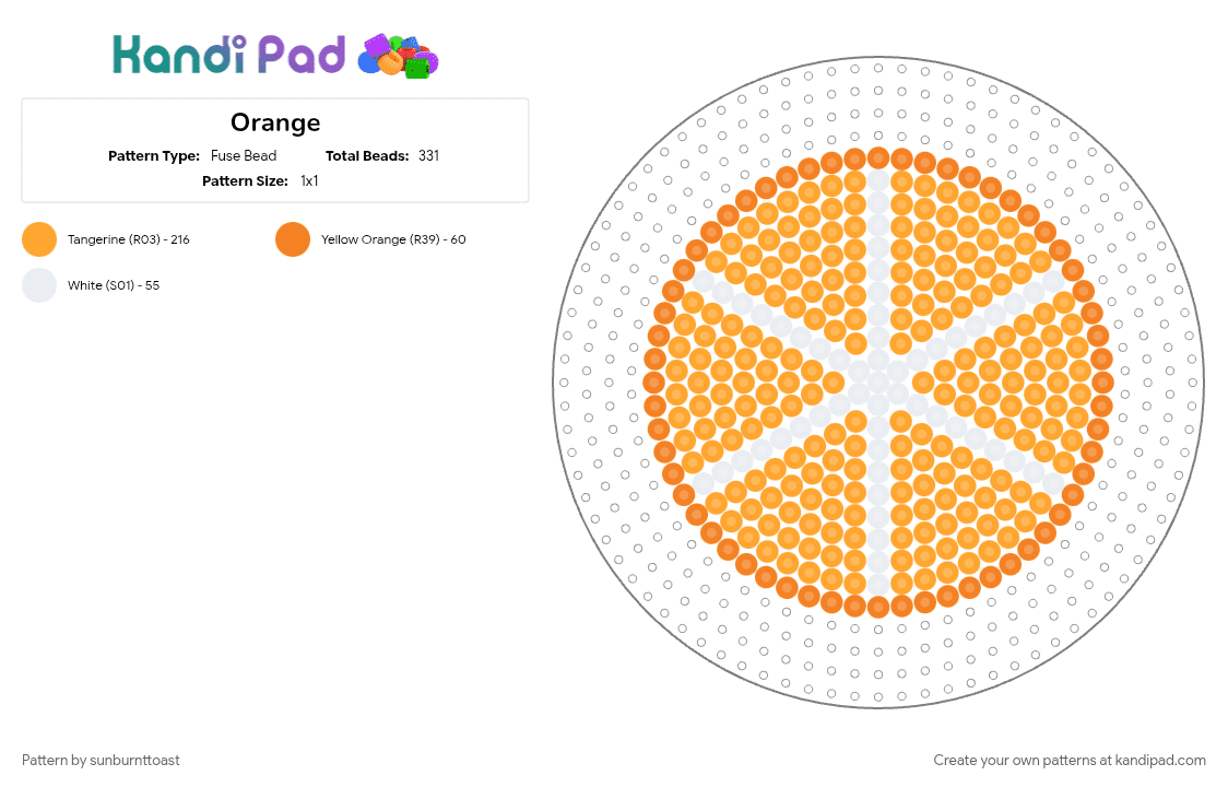 Orange - Fuse Bead Pattern by sunburnttoast on Kandi Pad - orange