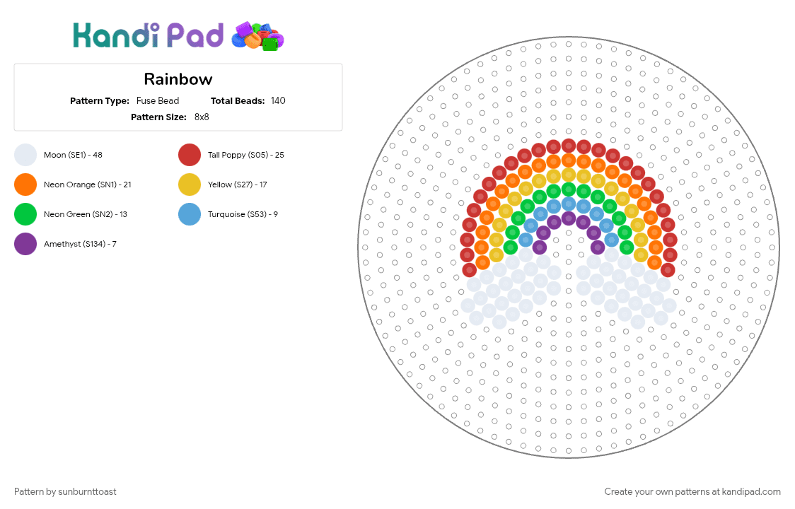 Rainbow - Fuse Bead Pattern by sunburnttoast on Kandi Pad - orange, perler, pride, rainbow, rainbows, red, yellow