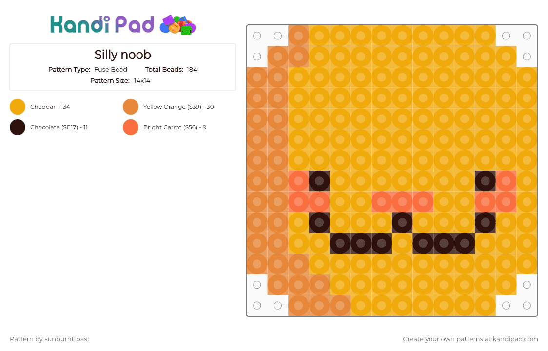 Silly noob - Fuse Bead Pattern by sunburnttoast on Kandi Pad - orange