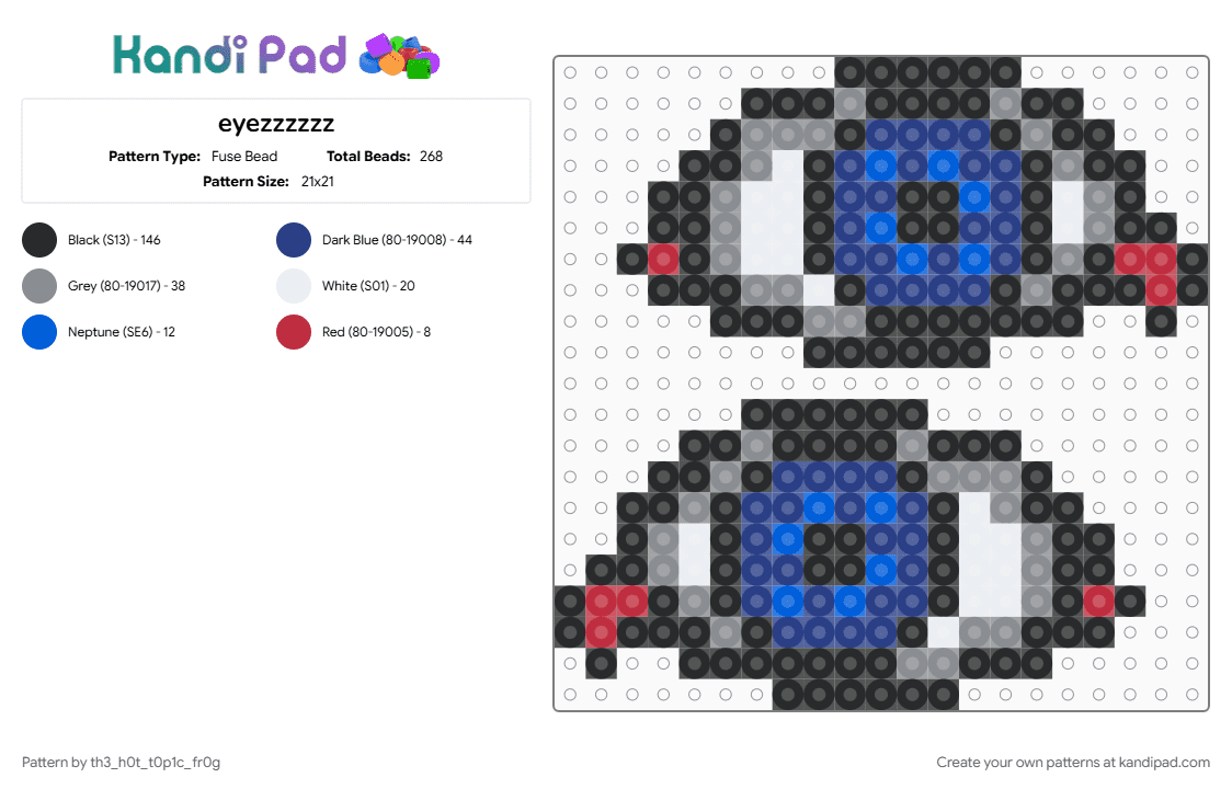 eyezzzzzz - Fuse Bead Pattern by th3_h0t_t0p1c_fr0g on Kandi Pad - black, blue, eyes, gray, spooky, weirdcore