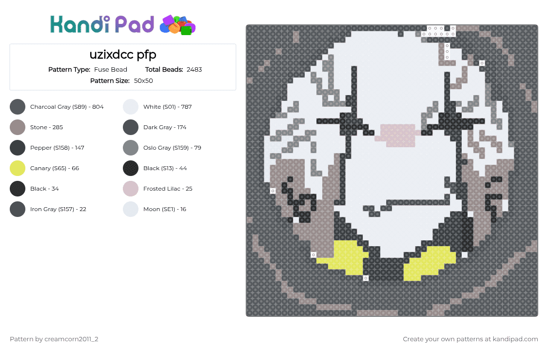 uzixdcc pfp - Fuse Bead Pattern by creamcorn2011_2 on Kandi Pad - gray,shoutout,uzixdcc,profile pic,pfp