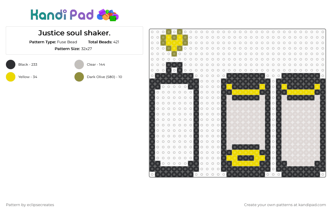 Justice soul shaker. - Fuse Bead Pattern by eclipsecreates on Kandi Pad - beige, black, clover, justice, justice soul, undertale, undertale soul, undertale yellow, yellow soul