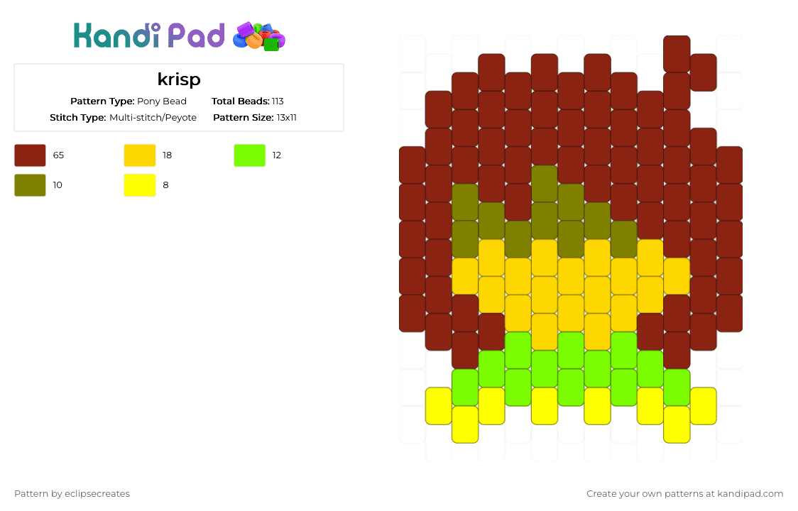 krisp - Pony Bead Pattern by eclipsecreates on Kandi Pad - red