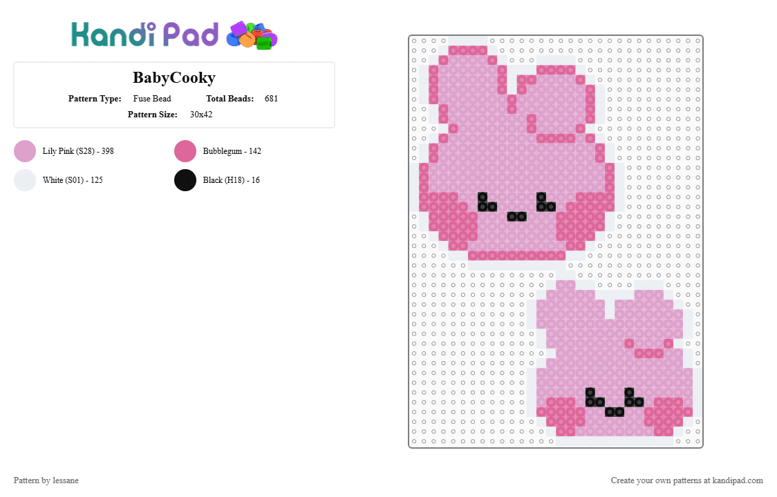 BabyCooky - Fuse Bead Pattern by lessane on Kandi Pad - pink,cooky,bt21,bts,jungkook,kook,jeongguk