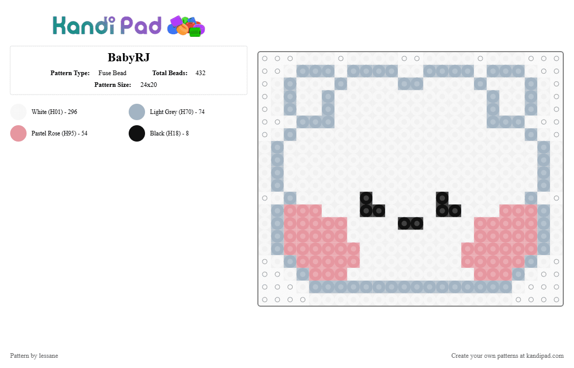 BabyRJ - Fuse Bead Pattern by lessane on Kandi Pad - white,pink,beige,rj,bt21,bts,cute,seokjin,jin