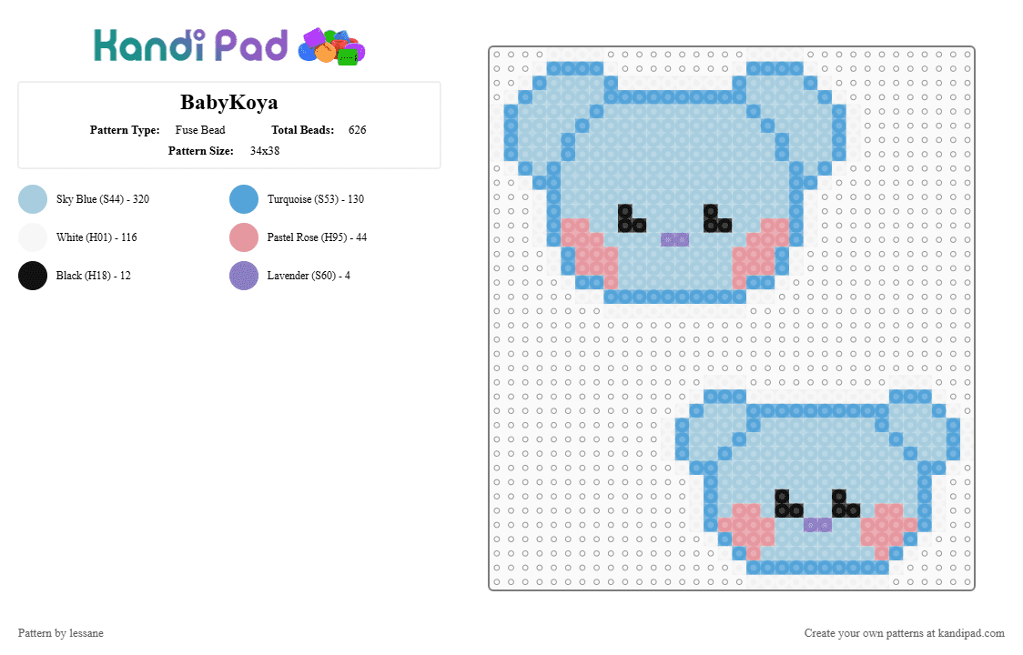 BabyKoya - Fuse Bead Pattern by lessane on Kandi Pad - light blue,bts,namjoon,rm,rapmonster,namu,bt21,koya,cute