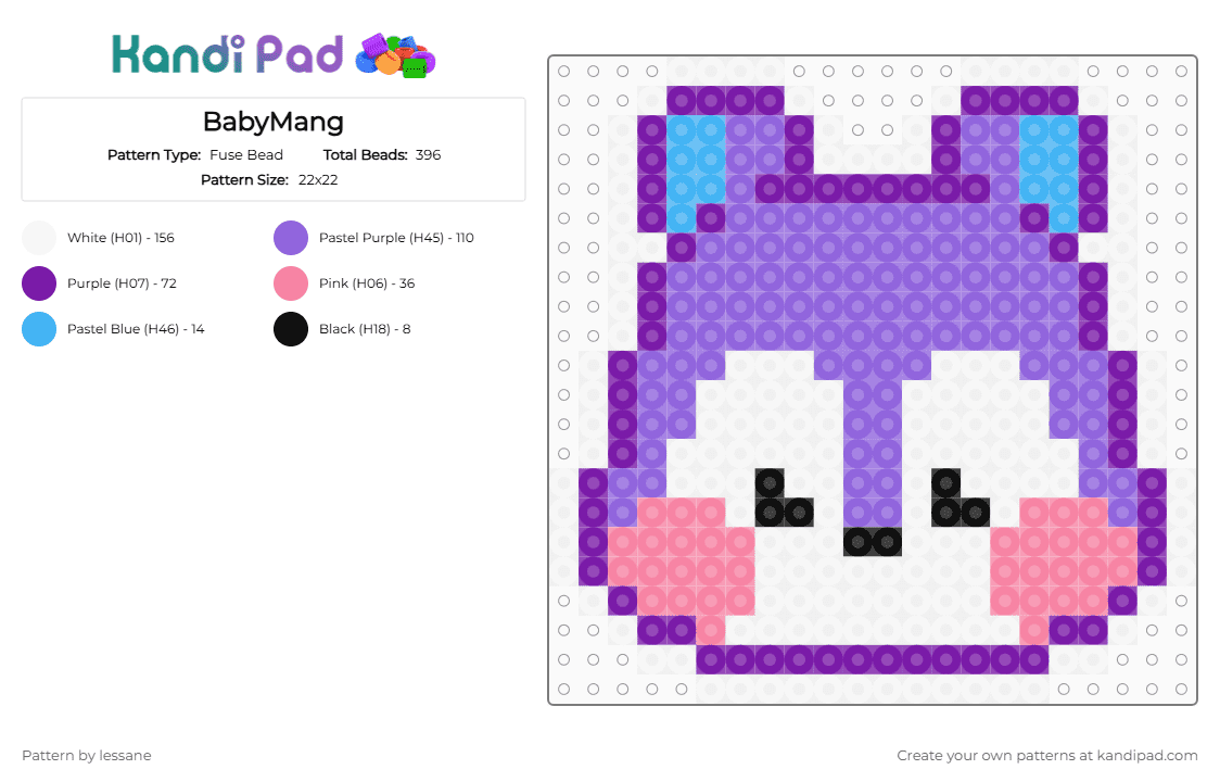 BabyMang - Fuse Bead Pattern by lessane on Kandi Pad - purple,bt21,mang,bts,jhope,hoseok,hobi,cute