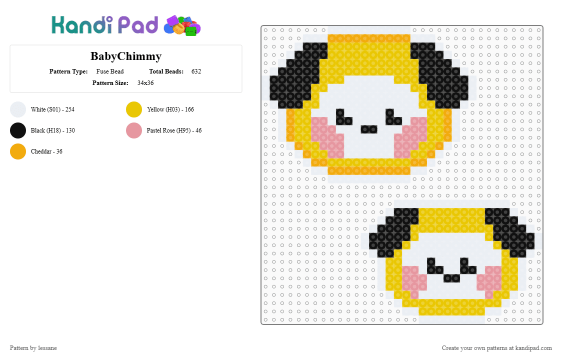 BabyChimmy - Fuse Bead Pattern by lessane on Kandi Pad - white,yellow,bt21,chimmy,jimin,bts,cute