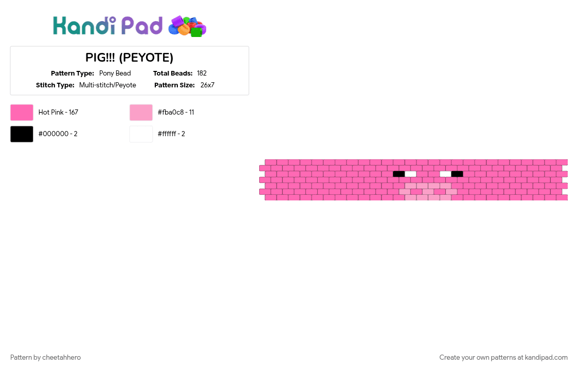PIG!!! (PEYOTE) - Pony Bead Pattern by cheetahhero on Kandi Pad - 