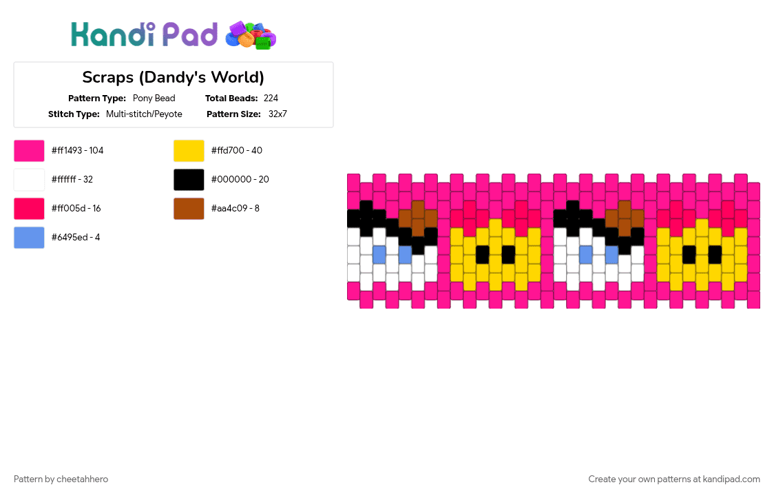 Scraps (Dandy\'s World) - Pony Bead Pattern by cheetahhero on Kandi Pad - pink