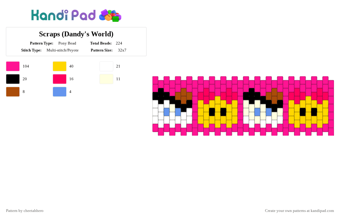 Scraps (Dandy\'s World) - Pony Bead Pattern by cheetahhero on Kandi Pad - pink