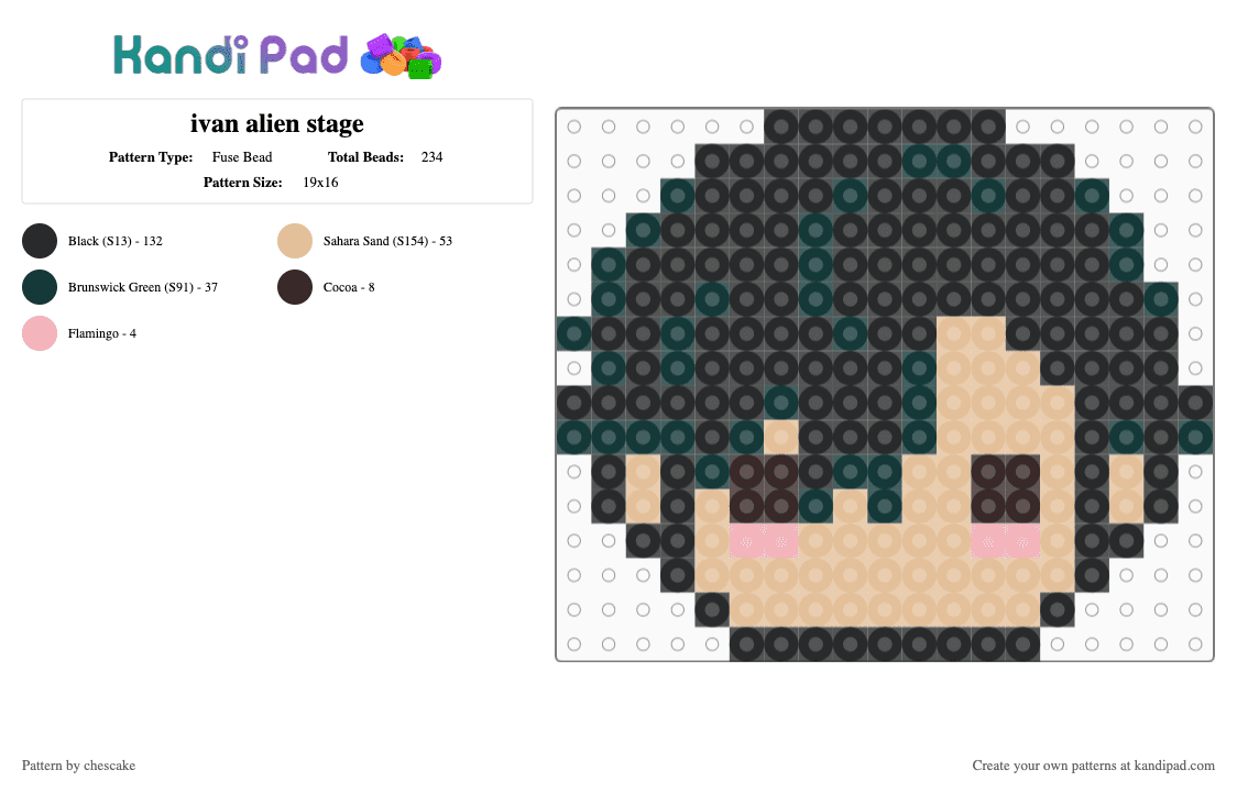 ivan alien stage - Fuse Bead Pattern by chescake on Kandi Pad - beige, black