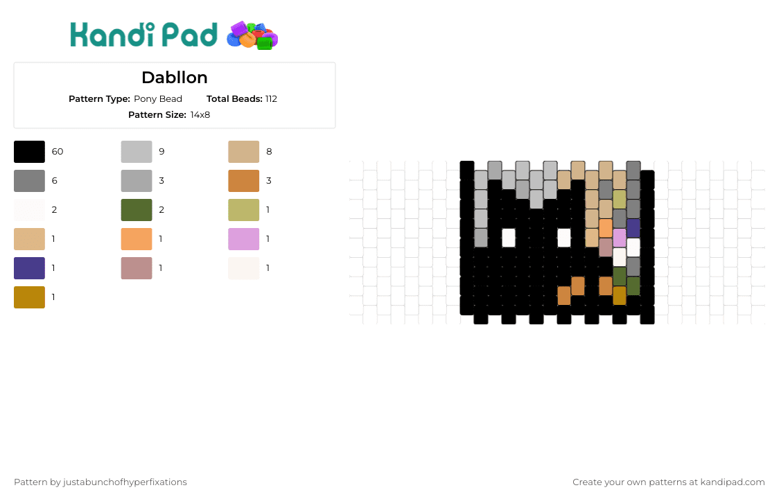Dabllon - Pony Bead Pattern by justabunchofhyperfixations on Kandi Pad - cat