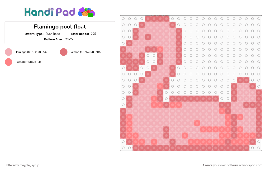 Flamingo pool float - Fuse Bead Pattern by mayple_syrup on Kandi Pad - beige, bird, cotdpoolparty, flamingo, floaty, pink, pool, red