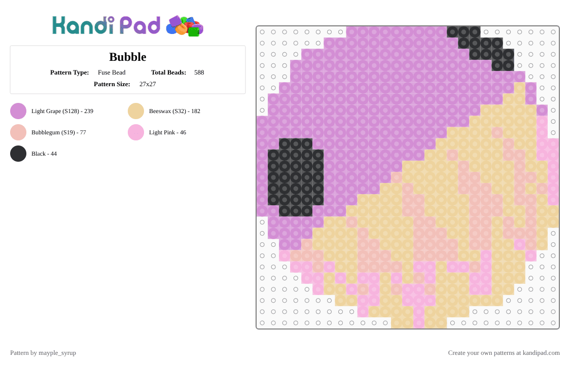 Bubble - Fuse Bead Pattern by mayple_syrup on Kandi Pad - pink,beige,bubble,tadc,purple