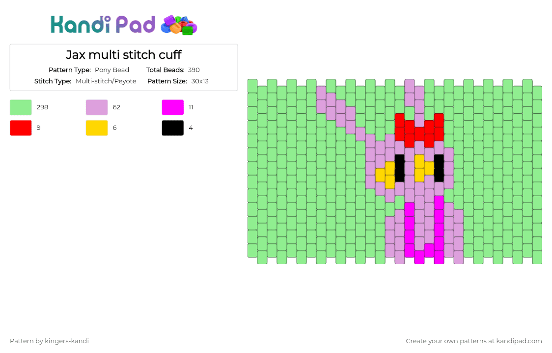 Jax multi stitch cuff - Pony Bead Pattern by kingers-kandi on Kandi Pad - 