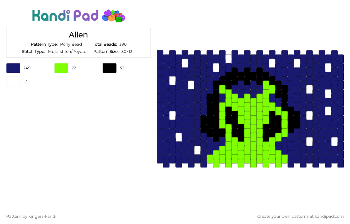 Alien - Pony Bead Pattern by kingers-kandi on Kandi Pad - purple