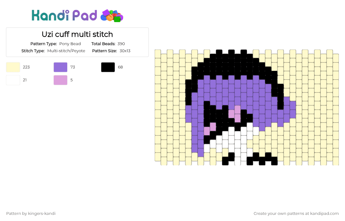 Uzi cuff multi stitch - Pony Bead Pattern by kingers-kandi on Kandi Pad - yellow