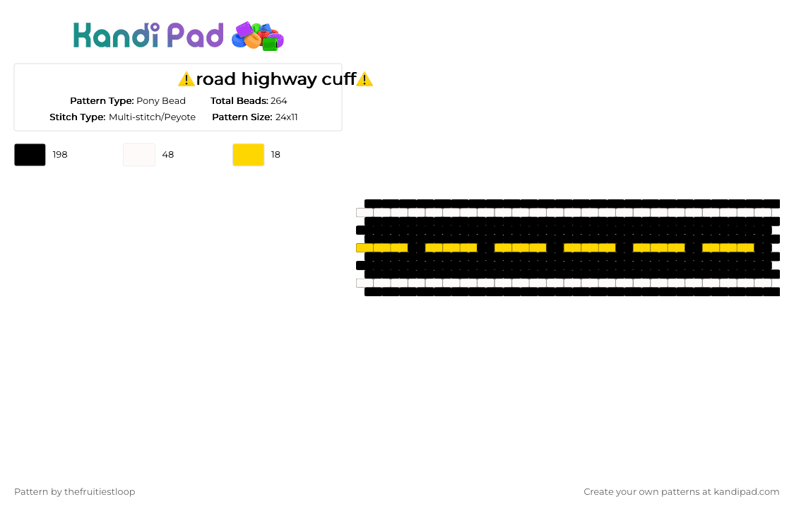 ⚠️road highway cuff⚠️ - Pony Bead Pattern by thefruitiestloop on Kandi Pad - 