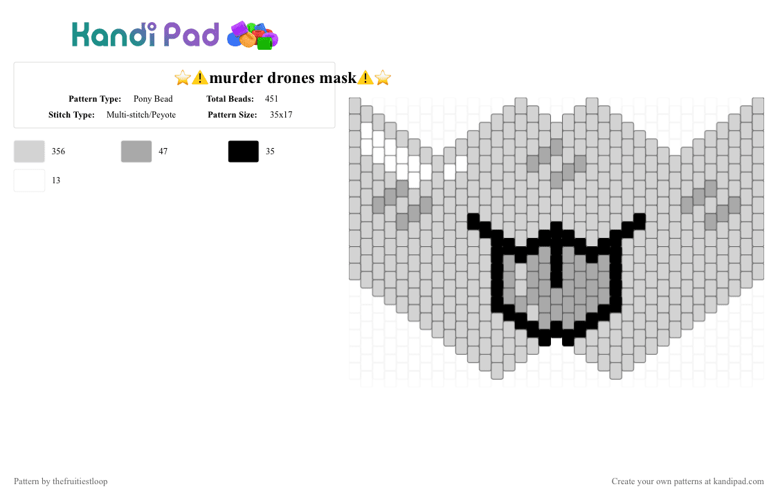 ⭐️⚠️murder drones mask⚠️⭐️ - Pony Bead Pattern by thefruitiestloop on Kandi Pad - 