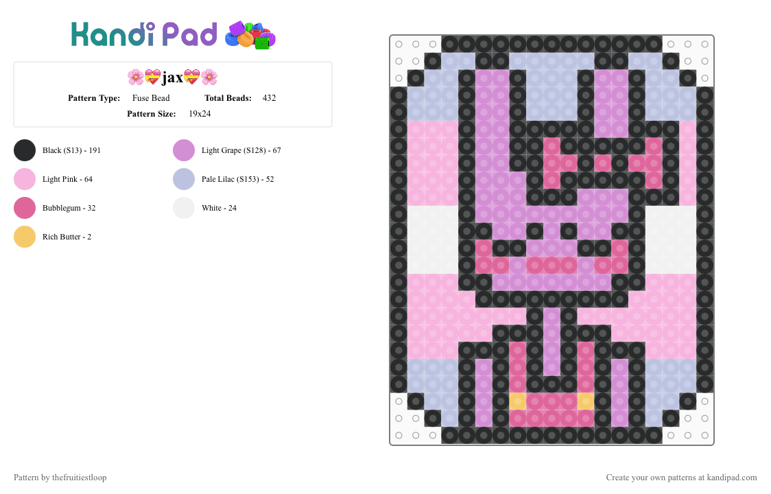 🌸💝jax💝🌸 - Fuse Bead Pattern by thefruitiestloop on Kandi Pad - pink,glitch,digital circus,tadc,jax