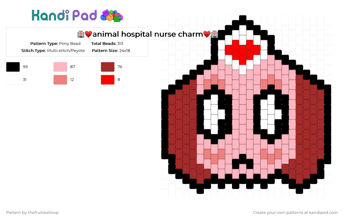 🏥♥️animal hospital nurse charm♥️🏥 - Pony Bead Pattern by thefruitiestloop on Kandi Pad - 