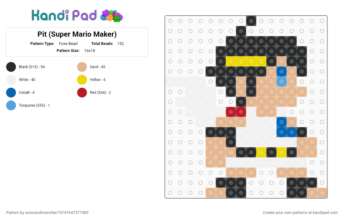 Pit (Super Mario Maker) - Fuse Bead Pattern by sonicandmariofan74747647377383 on Kandi Pad - beige