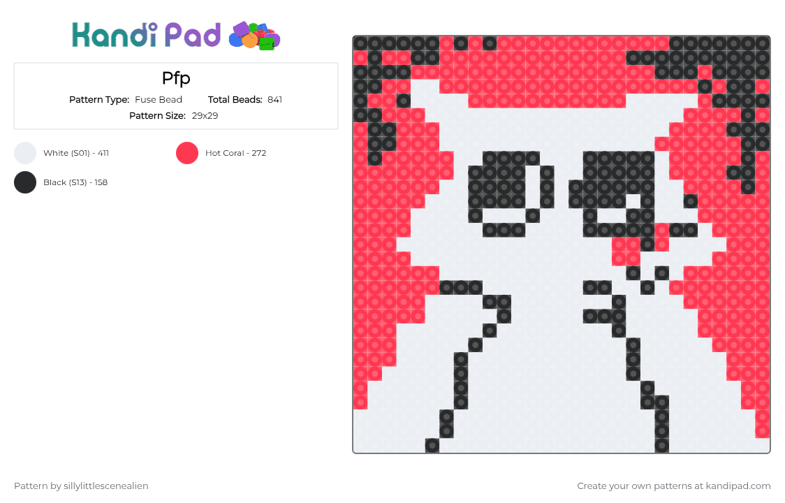Pfp - Fuse Bead Pattern by sillylittlescenealien on Kandi Pad - red, white