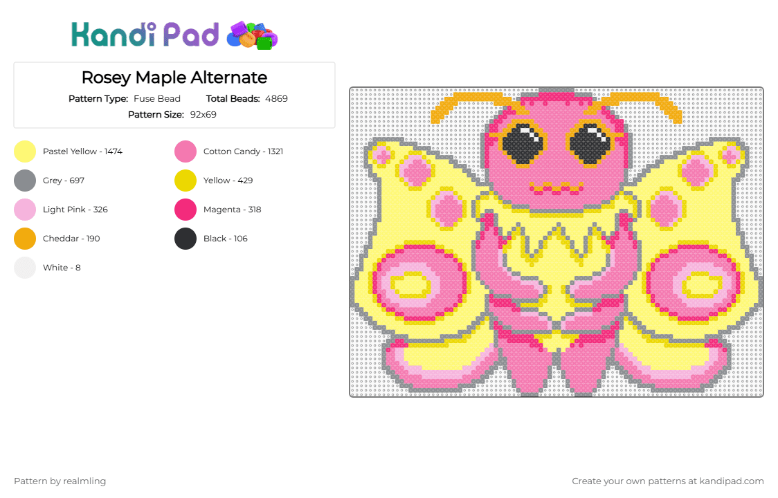 Rosey Maple Alternate - Fuse Bead Pattern by realmling on Kandi Pad - 