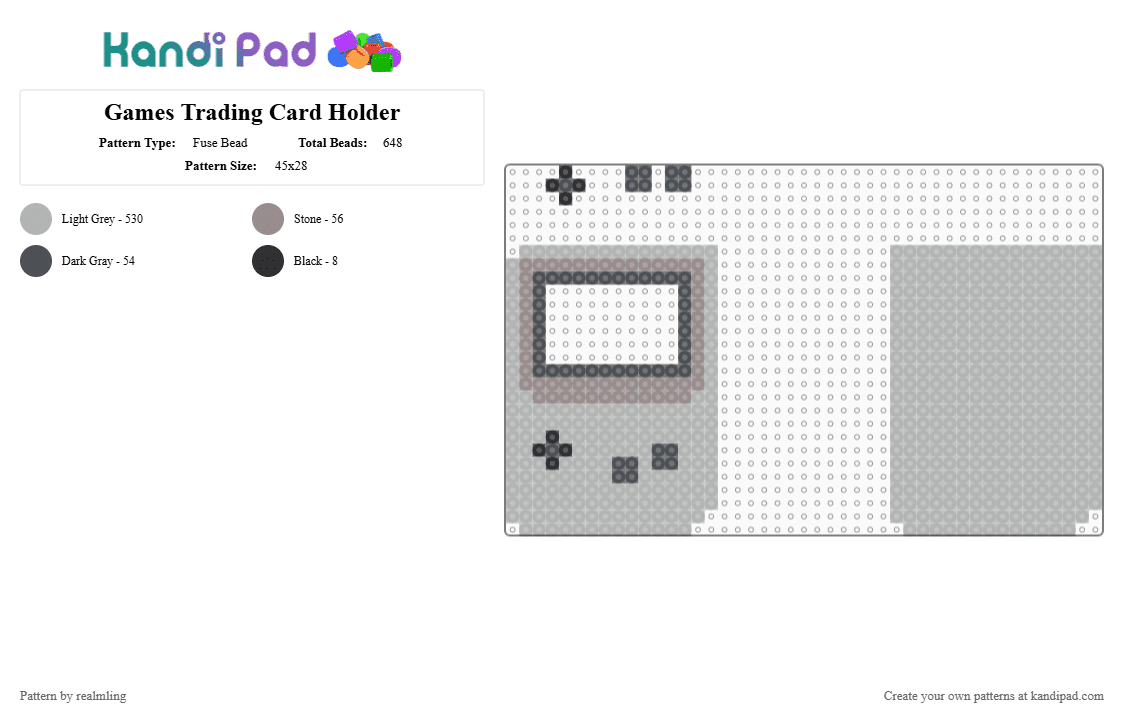 Games Trading Card Holder - Fuse Bead Pattern by realmling on Kandi Pad - beige, gameboy, nintendo, retrofun, tradingcardholder