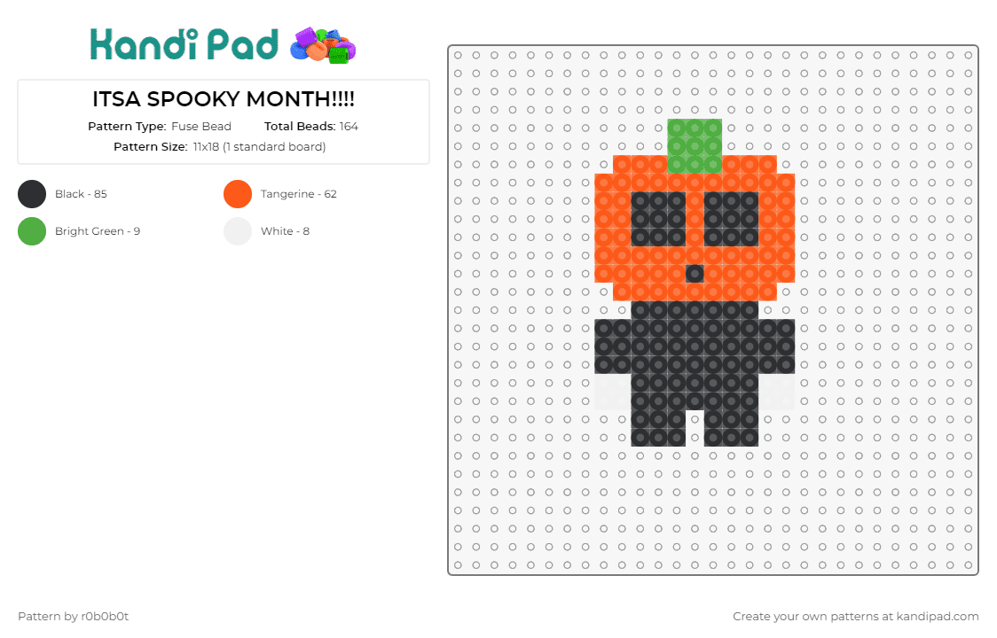 ITSA SPOOKY MONTH!!!! - Fuse Bead Pattern by r0b0b0t on Kandi Pad - pumpkin,spooky,halloween
