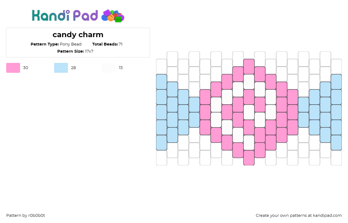 candy charm - Pony Bead Pattern by r0b0b0t on Kandi Pad - candy,sweet,spiral,dessert,pastel,pink,light blue