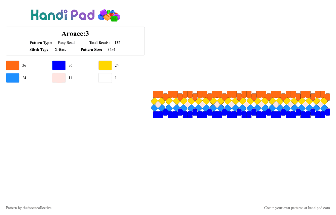 Aroace:3 - Pony Bead Pattern by theforestcollective on Kandi Pad - aroace, lgbt, orange, pride, purple