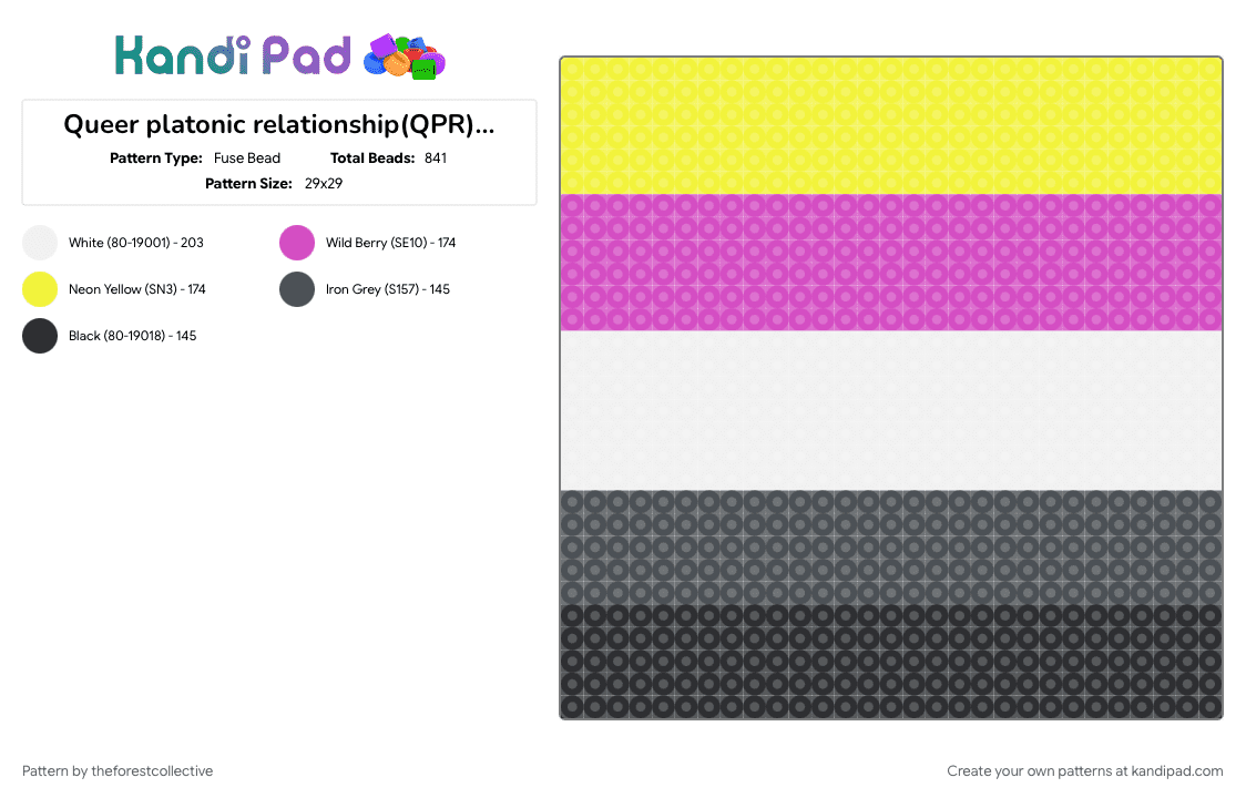 Queer platonic relationship(QPR) flag - Fuse Bead Pattern by theforestcollective on Kandi Pad - flag, pink, pride, queer, queerplatonic relationship, yellow