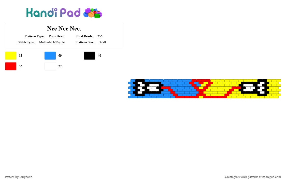 Nee Nee Nee. - Pony Bead Pattern by lollybonz on Kandi Pad - hatsune miku, kagamine rin, light blue, pinocchiop, vocaloid, yellow