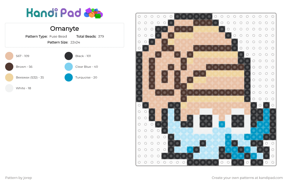 Omanyte - Fuse Bead Pattern by jorep on Kandi Pad - beige