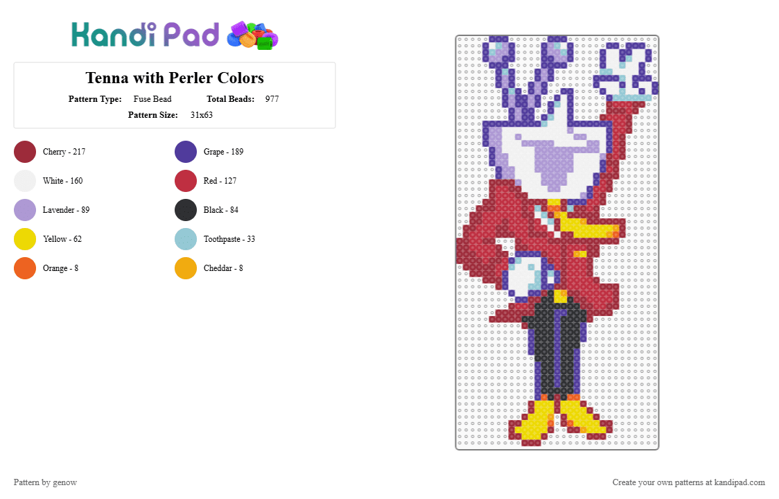 Tenna with Perler Colors - Fuse Bead Pattern by genow on Kandi Pad - purple,red,tenna,deltarune,video games,undertale,toby fox,tv head,tv,television