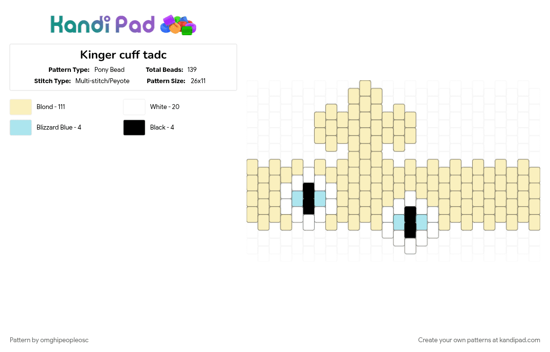 Kinger cuff tadc - Pony Bead Pattern by omghipeopleosc on Kandi Pad - yellow