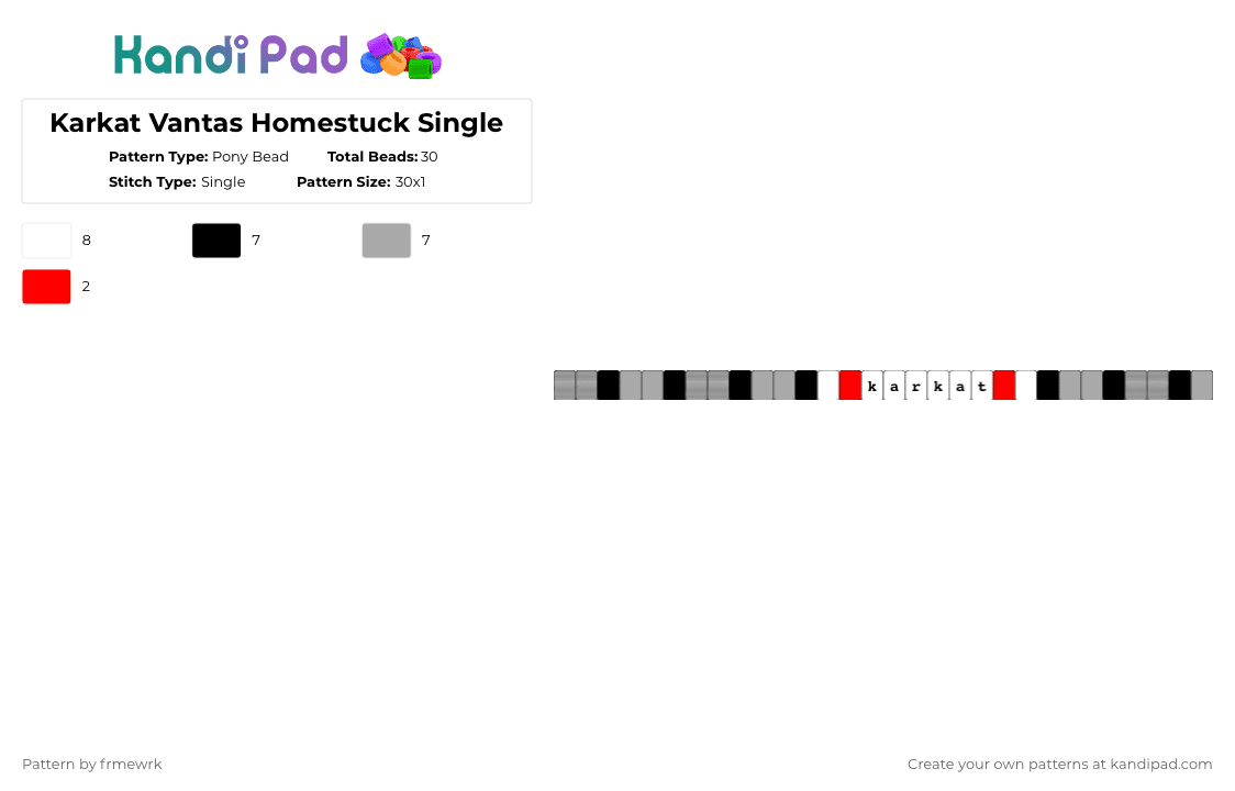Karkat Vantas Homestuck Single - Pony Bead Pattern by chazaclyzm on Kandi Pad - beige,hs,homestuck,karkat,karkat vantas,troll