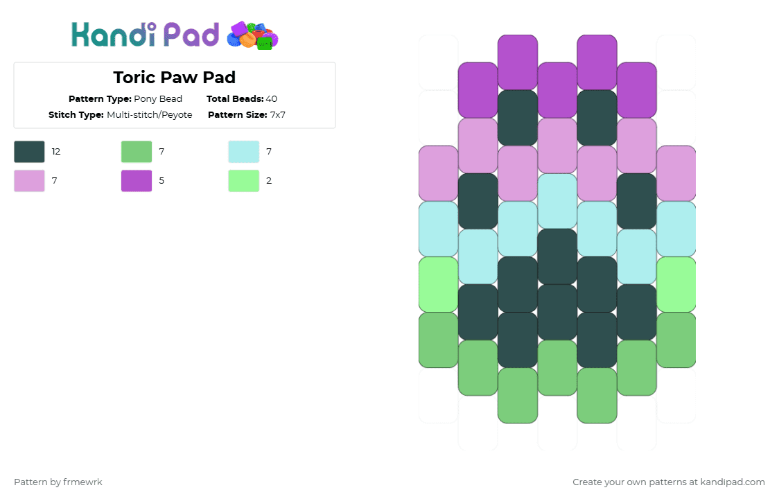 Toric Paw Pad - Pony Bead Pattern by chazaclyzm on Kandi Pad - pink,gray,paw,furry,therian,otherkin,pride,toric,nblm
