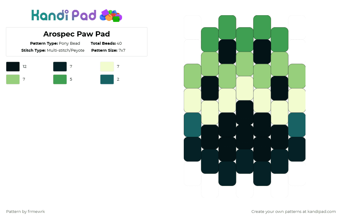 Arospec Paw Pad - Pony Bead Pattern by chazaclyzm on Kandi Pad - yellow,green,paw,furry,otherkin,therian,pride,arospec