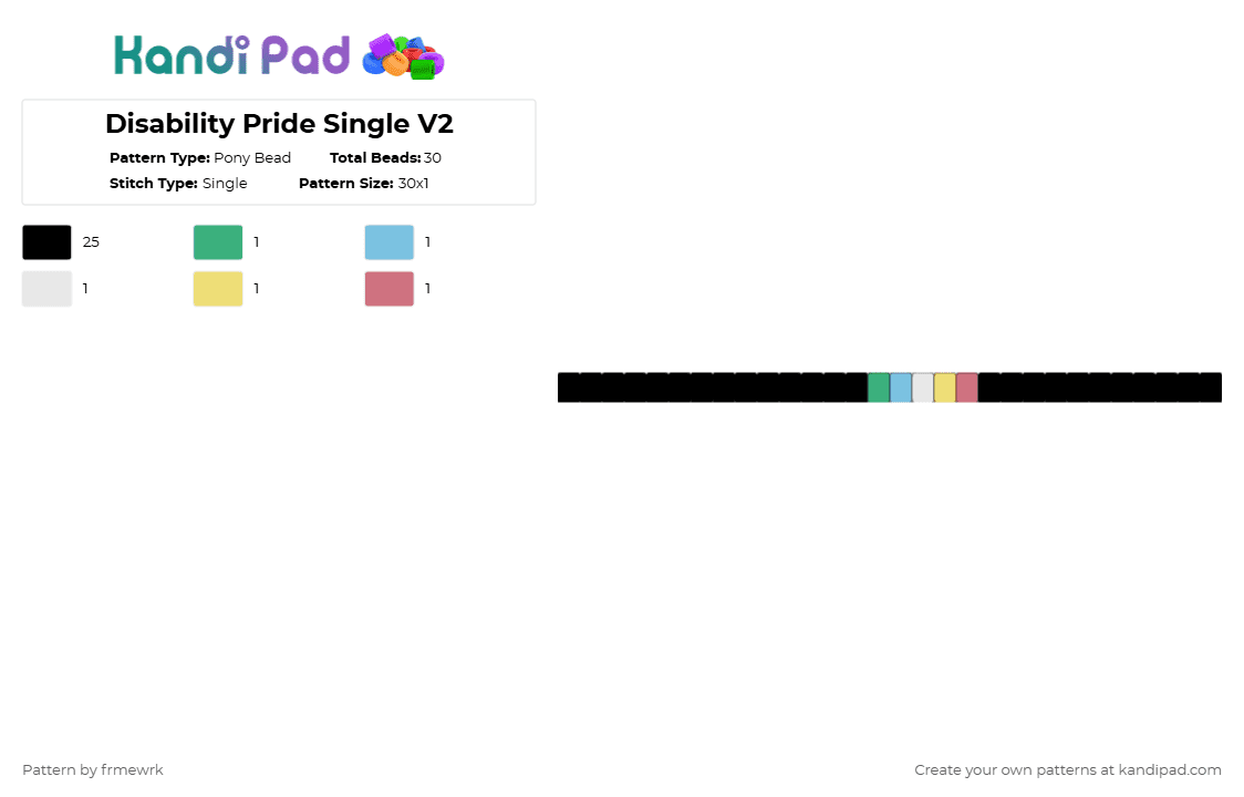 Disability Pride Single V2 - Pony Bead Pattern by frmewrk on Kandi Pad - black,light blue,red,colorful,disabled,disability,pride,single,flag