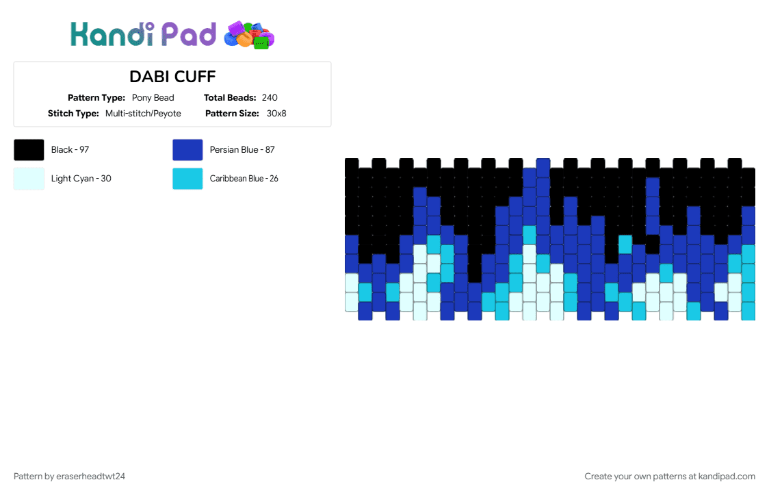 DABI CUFF - Pony Bead Pattern by eraserheadtwt24 on Kandi Pad - anime, bnha, cotdfiery, dabi, fire, flame, mha, purple, quirk