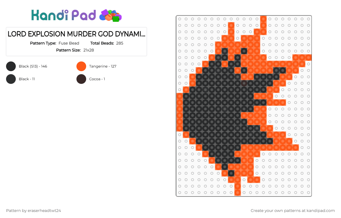 LORD EXPLOSION MURDER GOD DYNAMIGHT ~ hair spikes - Fuse Bead Pattern by eraserheadtwt24 on Kandi Pad - bakugo, bnha, cosplay, cotdcosplay, katsuki, mha, my hero academia, orange