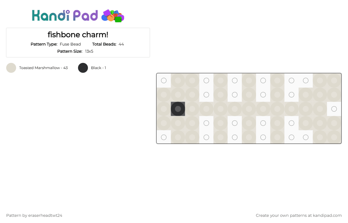 fishbone charm! - Fuse Bead Pattern by eraserheadtwt24 on Kandi Pad - beige, bone, charm, fish, keychain