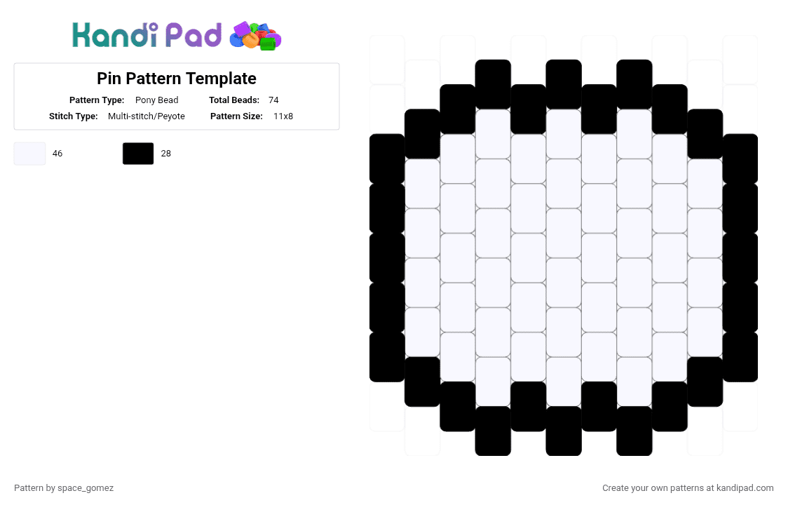 Pin Pattern Template - Pony Bead Pattern by space_gomez on Kandi Pad - black, white