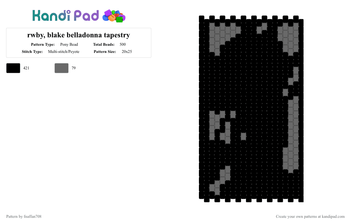 rwby, blake belladonna tapestry - Pony Bead Pattern by fnaffan708 on Kandi Pad - black, rwby