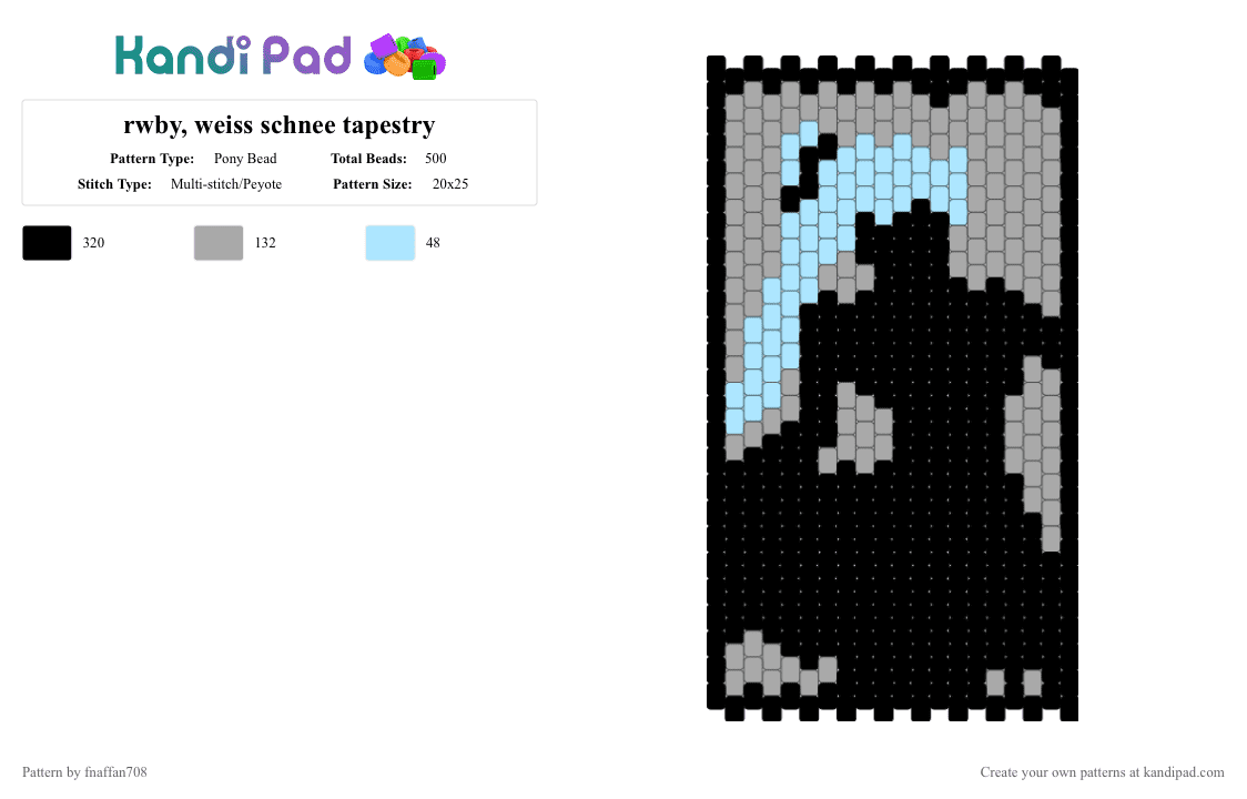 rwby, weiss schnee tapestry - Pony Bead Pattern by fnaffan708 on Kandi Pad - beige, black, light blue, rwby