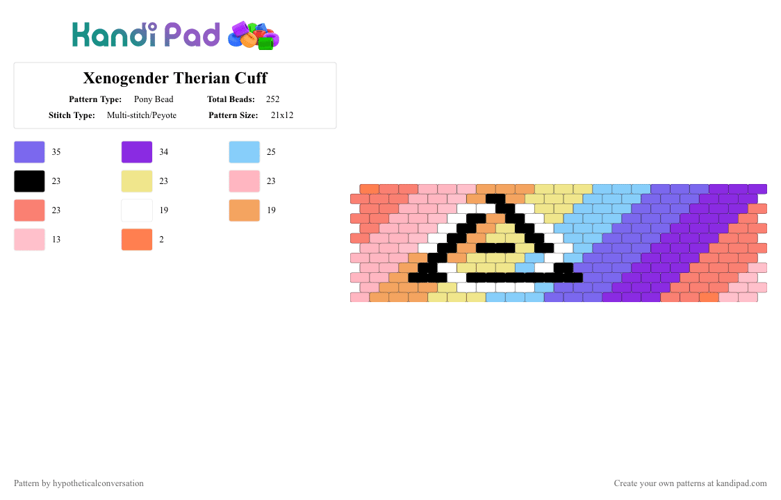 Xenogender Therian Cuff - Pony Bead Pattern by hypotheticalconversation on Kandi Pad - 